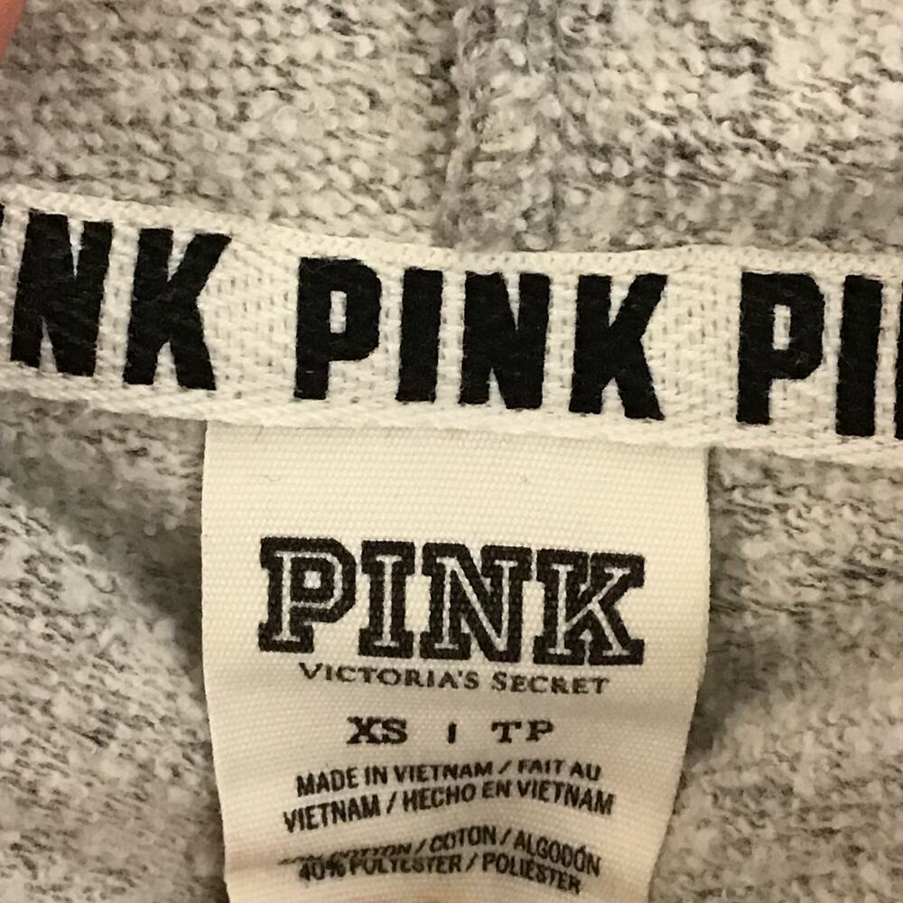 Y2K VS Victoria's Secret PINK Hoodie Gray Black Marled Sweater Sweatshirt sz XS - Picture 6 of 9